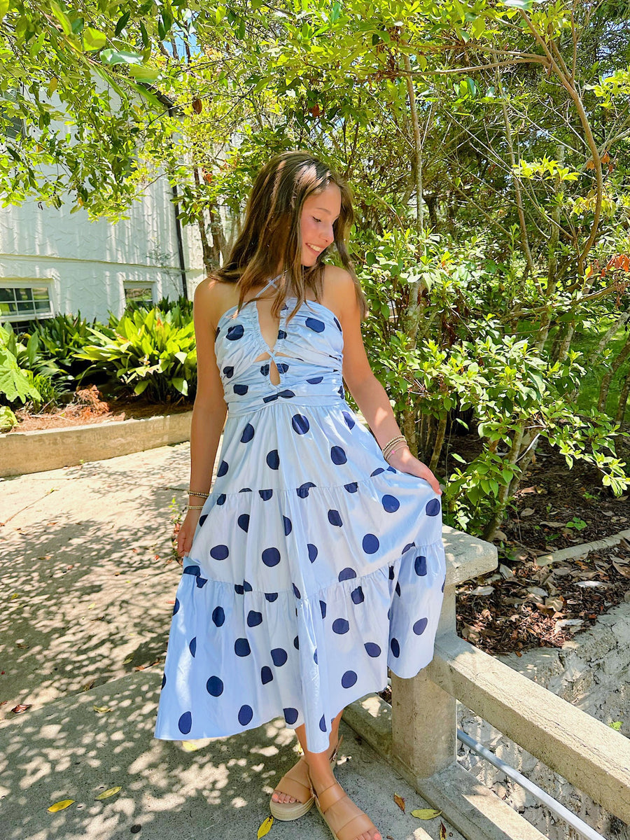chinese dress ladies Polka Dot Midi Dress – Shop Nineteen Boutique