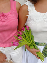 Load image into Gallery viewer, Floral Appliqué Knit Tank- White