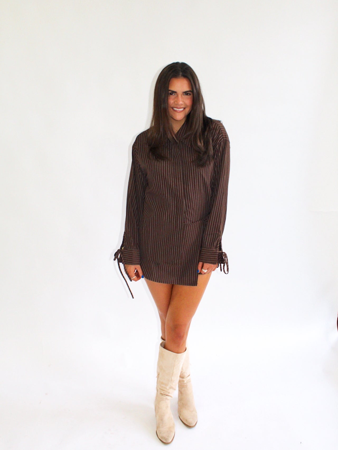 Pin Stripe Chocolate Skort Set