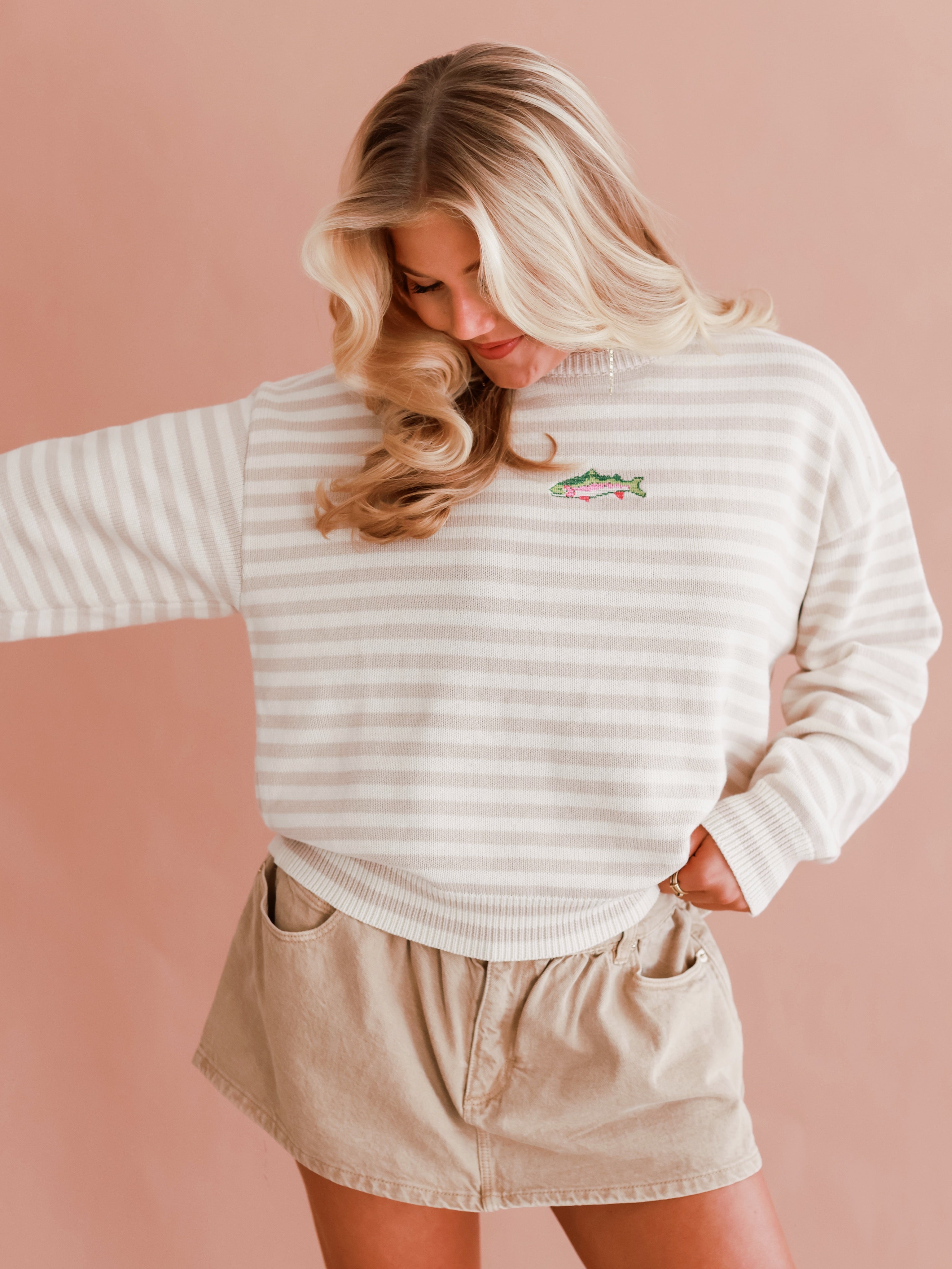 Embroidered Stripe Trout Sweater