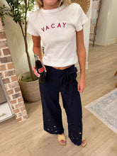 Load image into Gallery viewer, Vaycay Embroidered Baby Tee- White