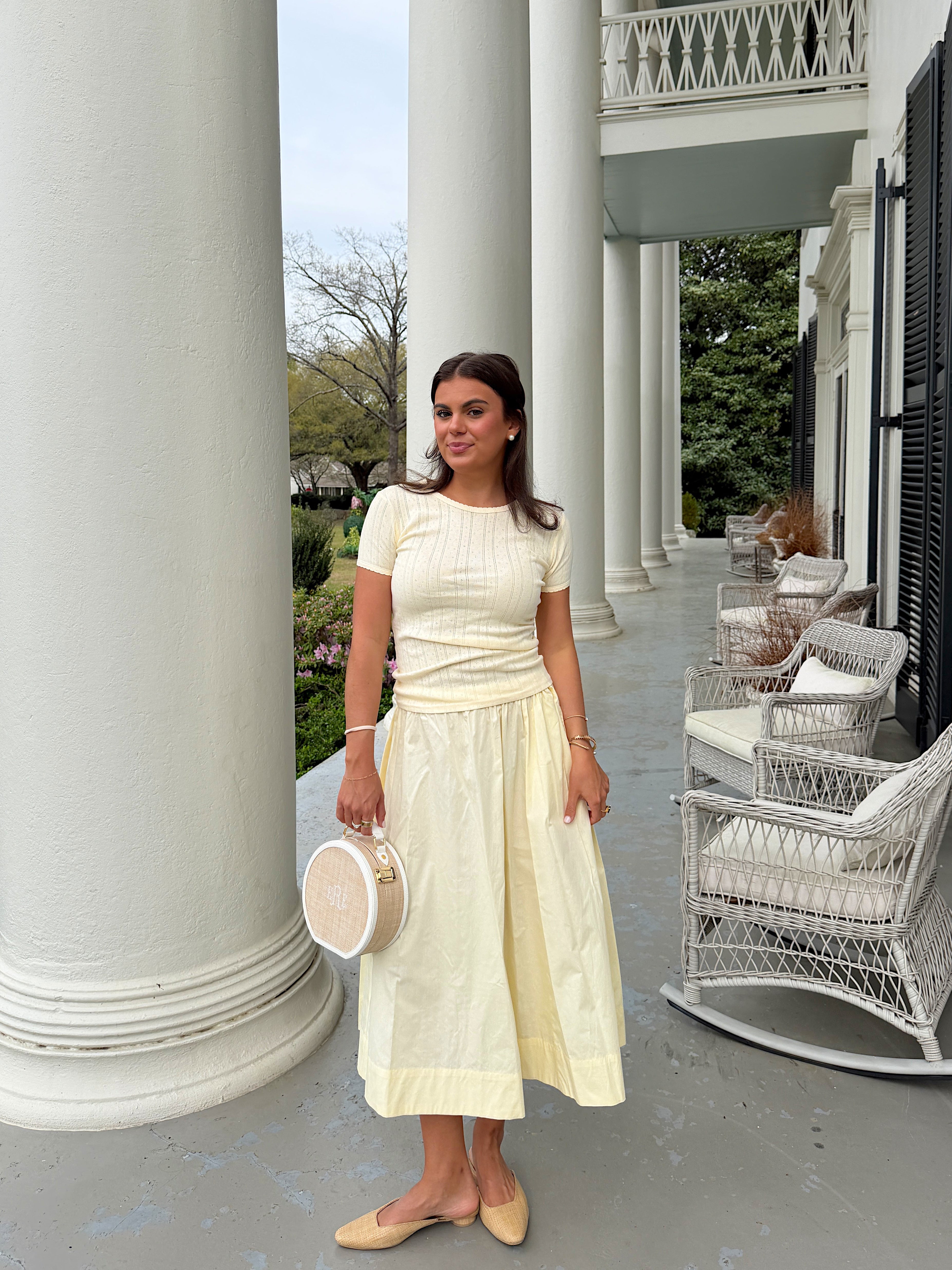 Pointelle Baby Tee- Butter Yellow