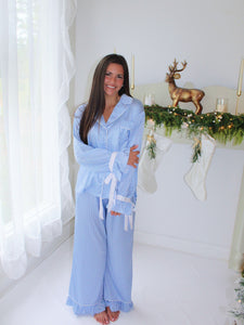 Baby Blue Satin Pajama Set