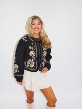 Load image into Gallery viewer, Embroidered Quilted Jacket- Black