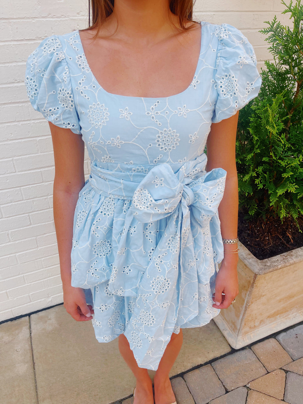 Blue & White Eyelet Mini Dress Shop Nineteen Boutique Blue & White Eyelet Mini Dress Shop Nineteen Boutique