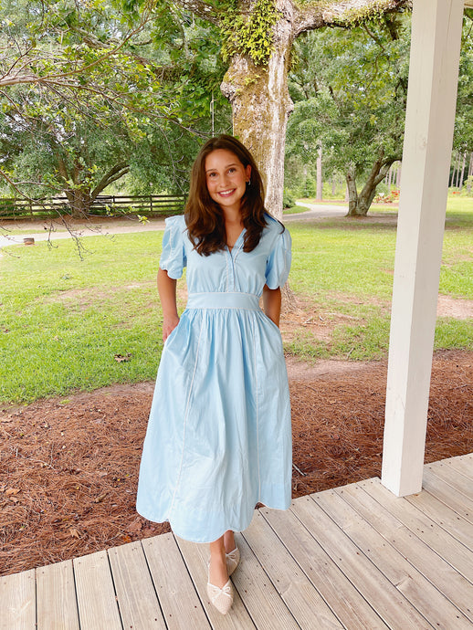 Scalloped Trim Maxi Dress