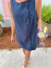 Load image into Gallery viewer, Lennon Scallop Dress- Navy