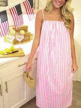 Load image into Gallery viewer, Pink &amp; White Stripe Maxi Dress
