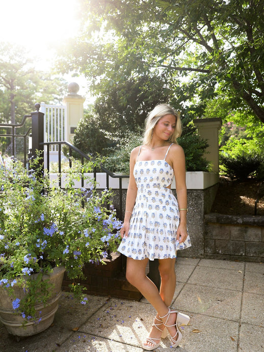Block Print Hydrangea Dress