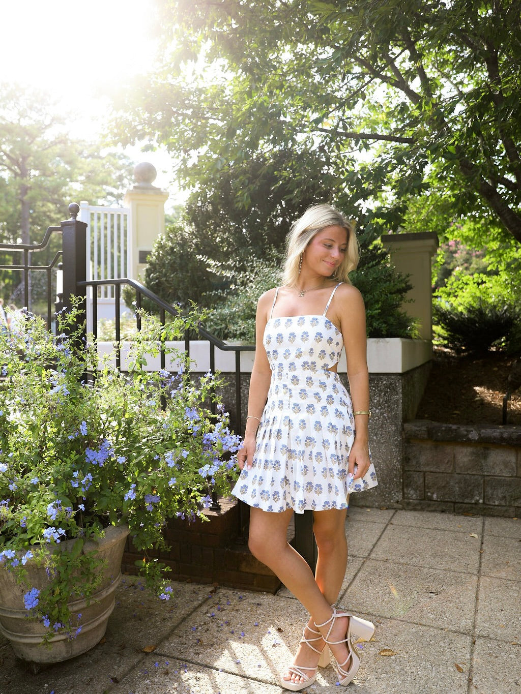 Block Print Hydrangea Dress