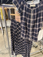 Load image into Gallery viewer, Plaid Smocked Skirt- Navy