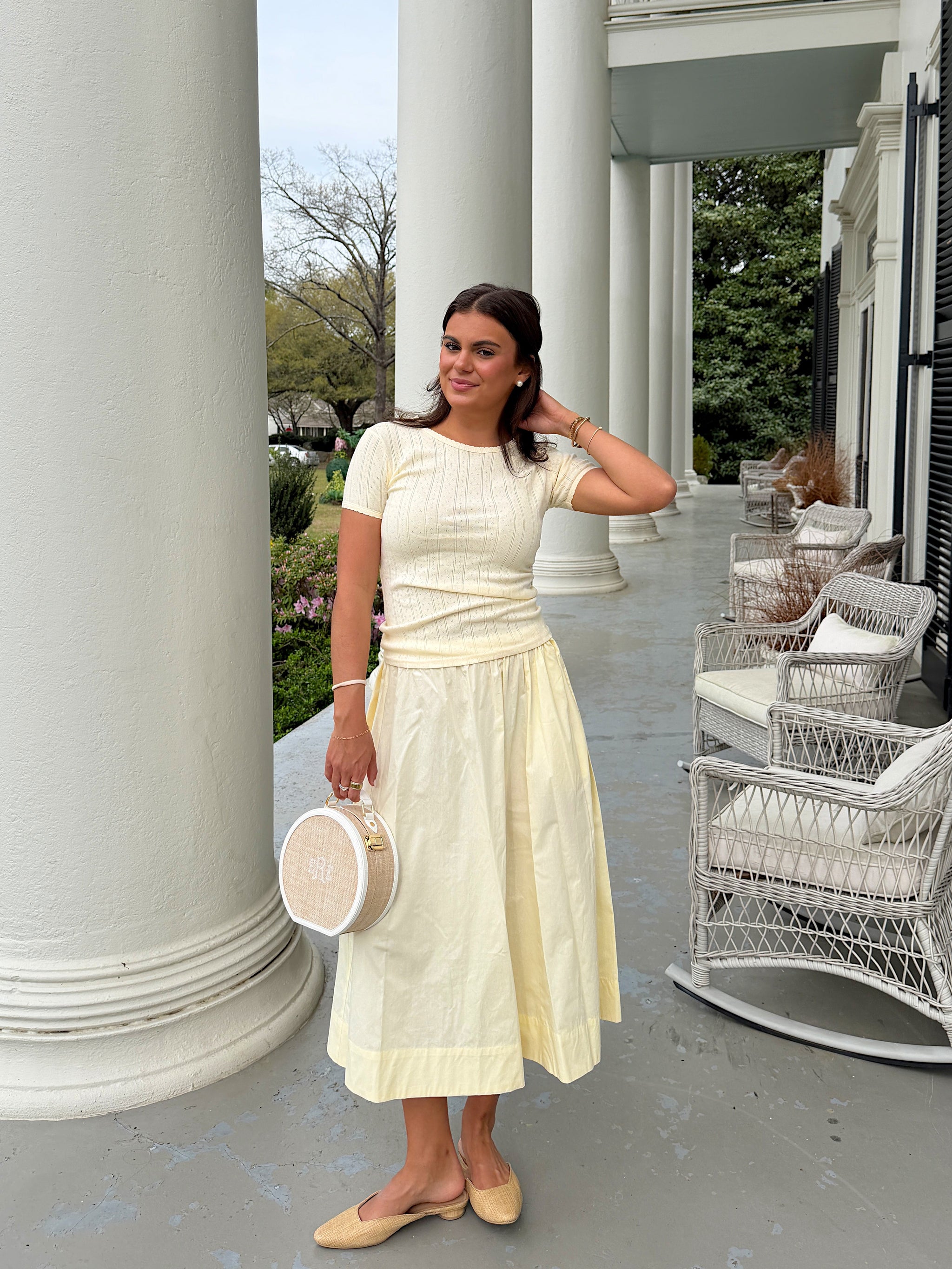 Pointelle Baby Tee- Butter Yellow