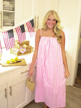 Load image into Gallery viewer, Pink &amp; White Stripe Maxi Dress