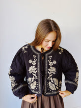 Load image into Gallery viewer, Embroidered Quilted Jacket- Black