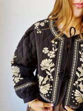 Load image into Gallery viewer, Embroidered Quilted Jacket- Black