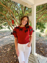 Load image into Gallery viewer, Sadie Bow Sweater- Crimson