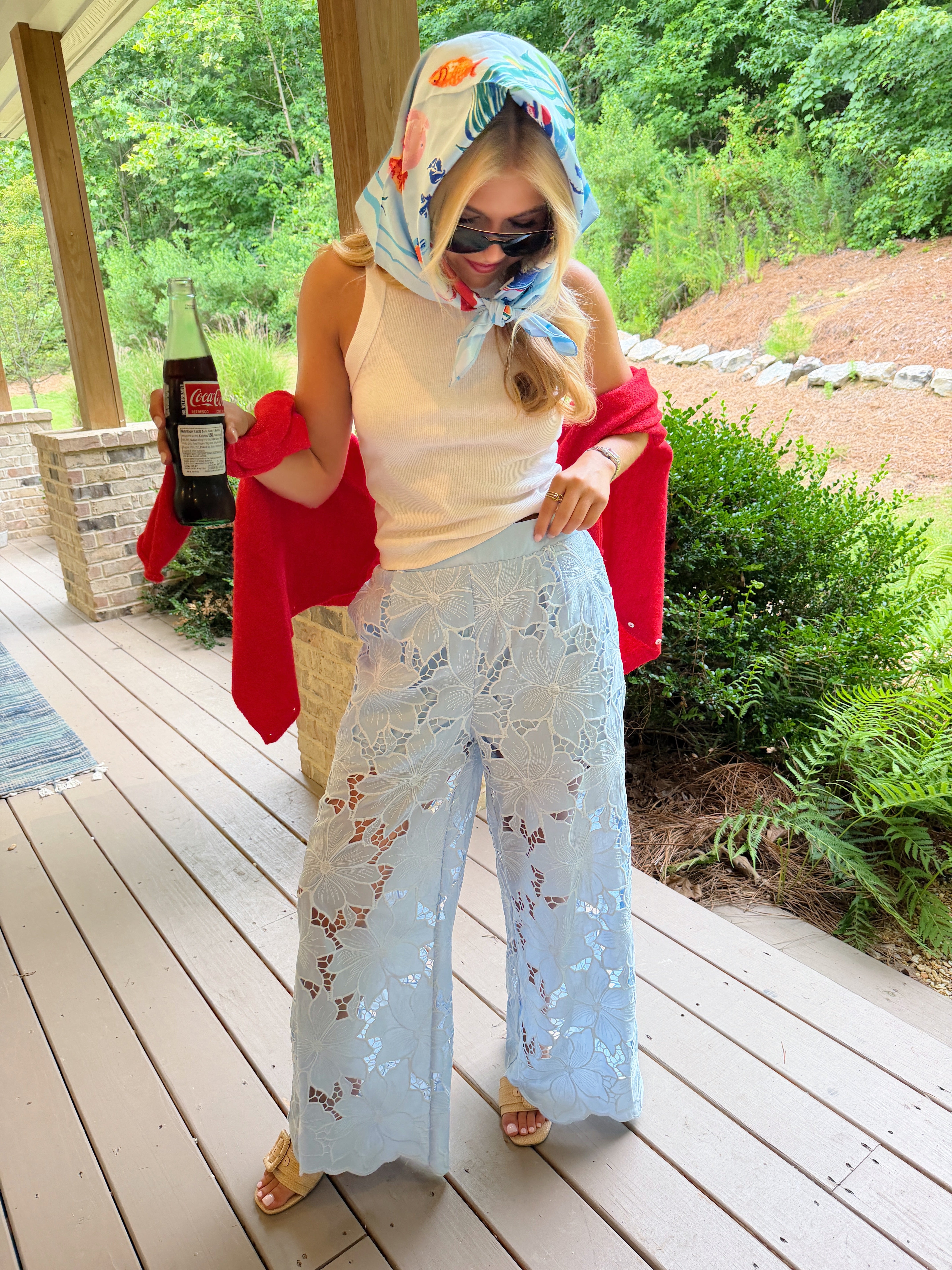 Light Blue Eyelet Pants