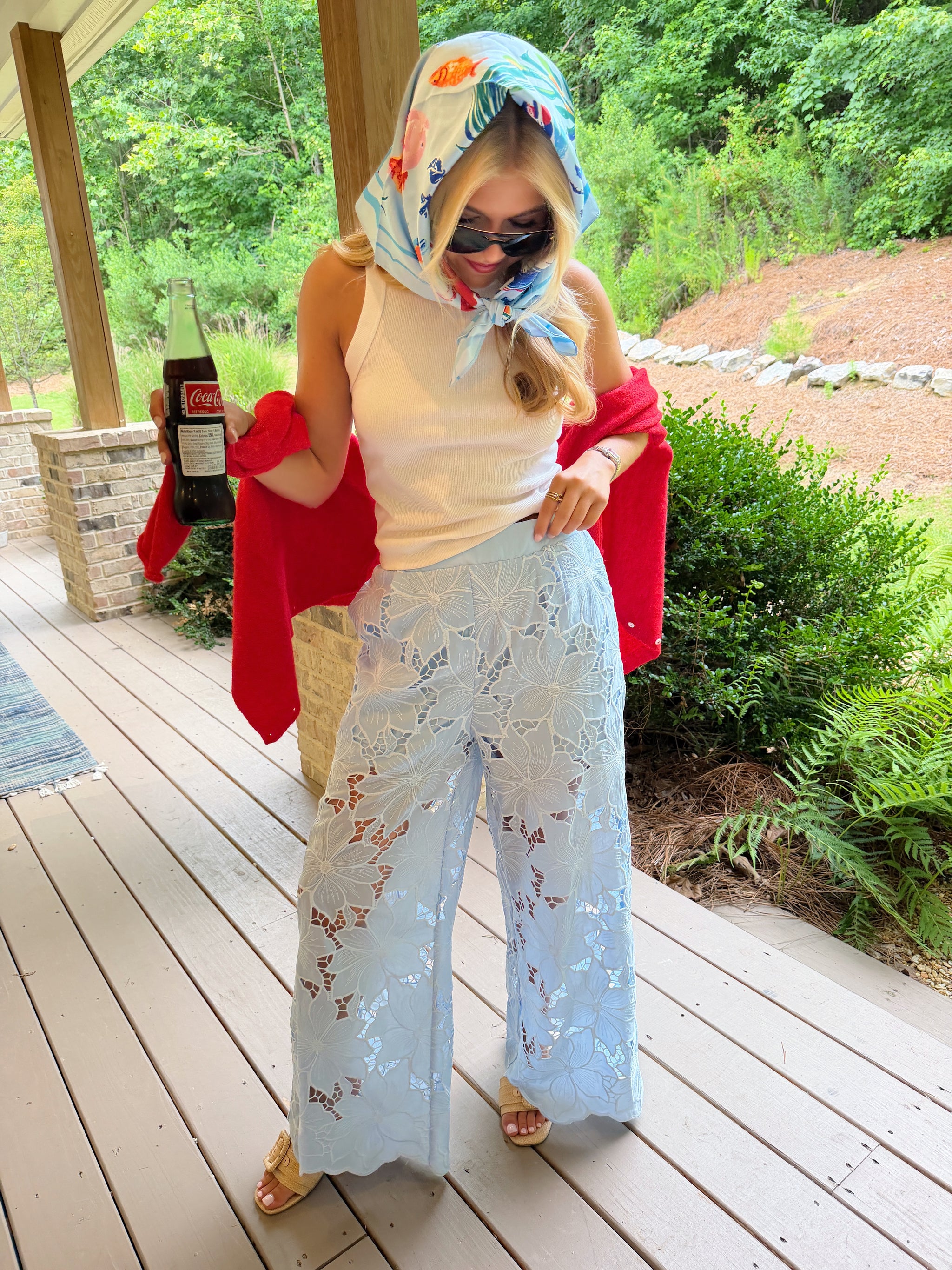 Light Blue Eyelet Pants