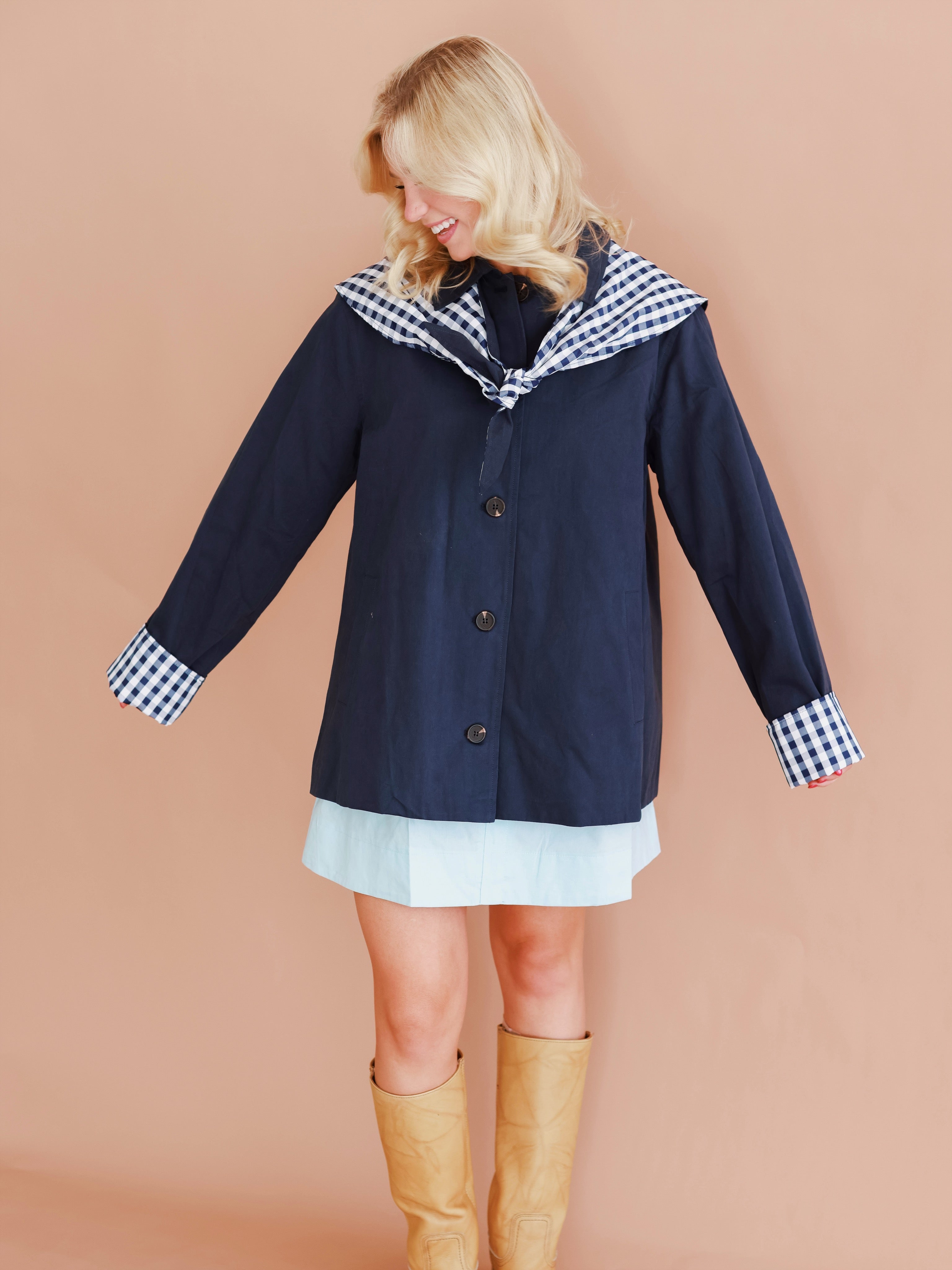 Raisonnel Gingham Scarf Detail Jacket
