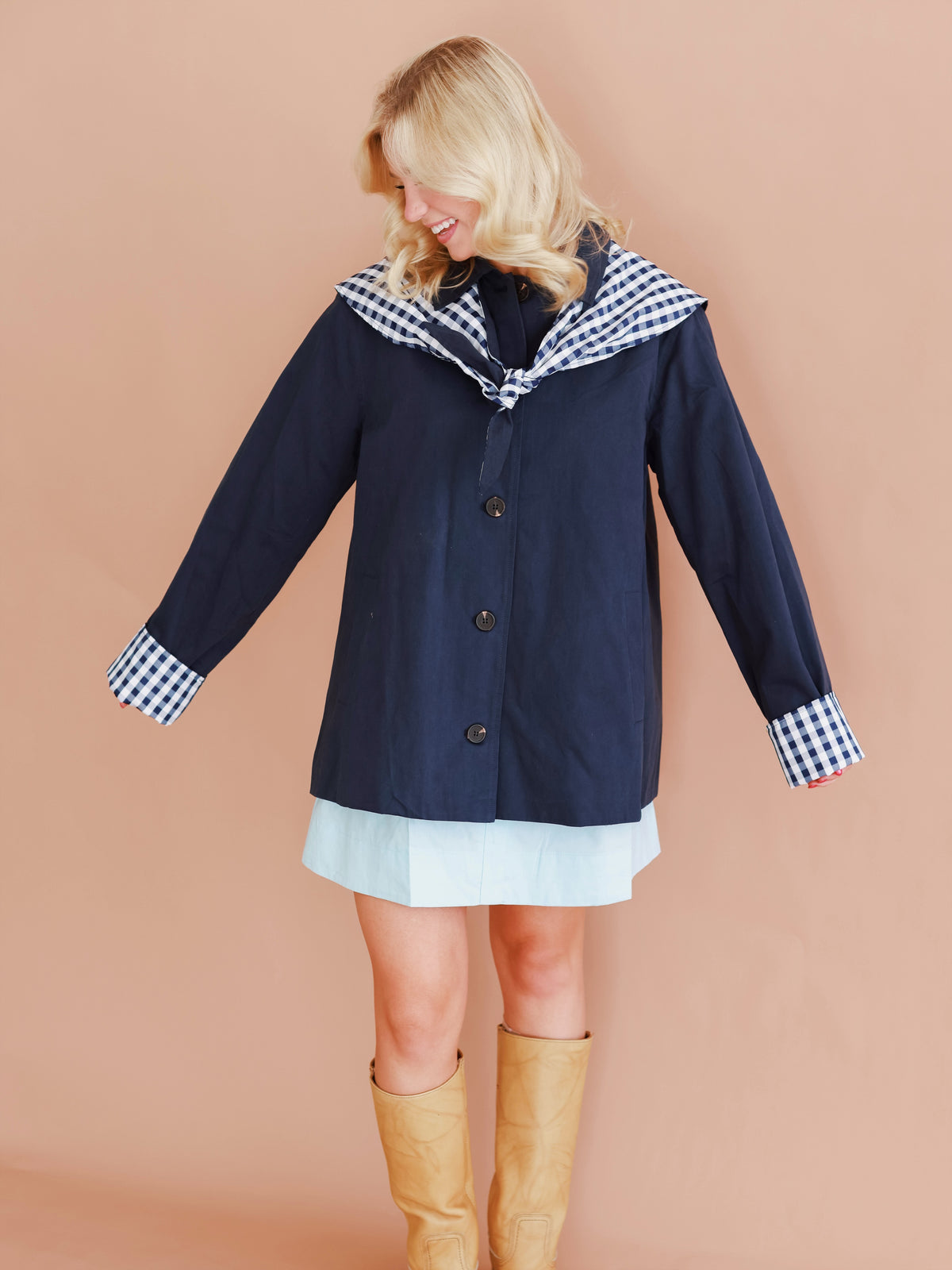 Raisonnel Gingham Scarf Detail Jacket