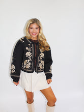 Load image into Gallery viewer, Embroidered Quilted Jacket- Black
