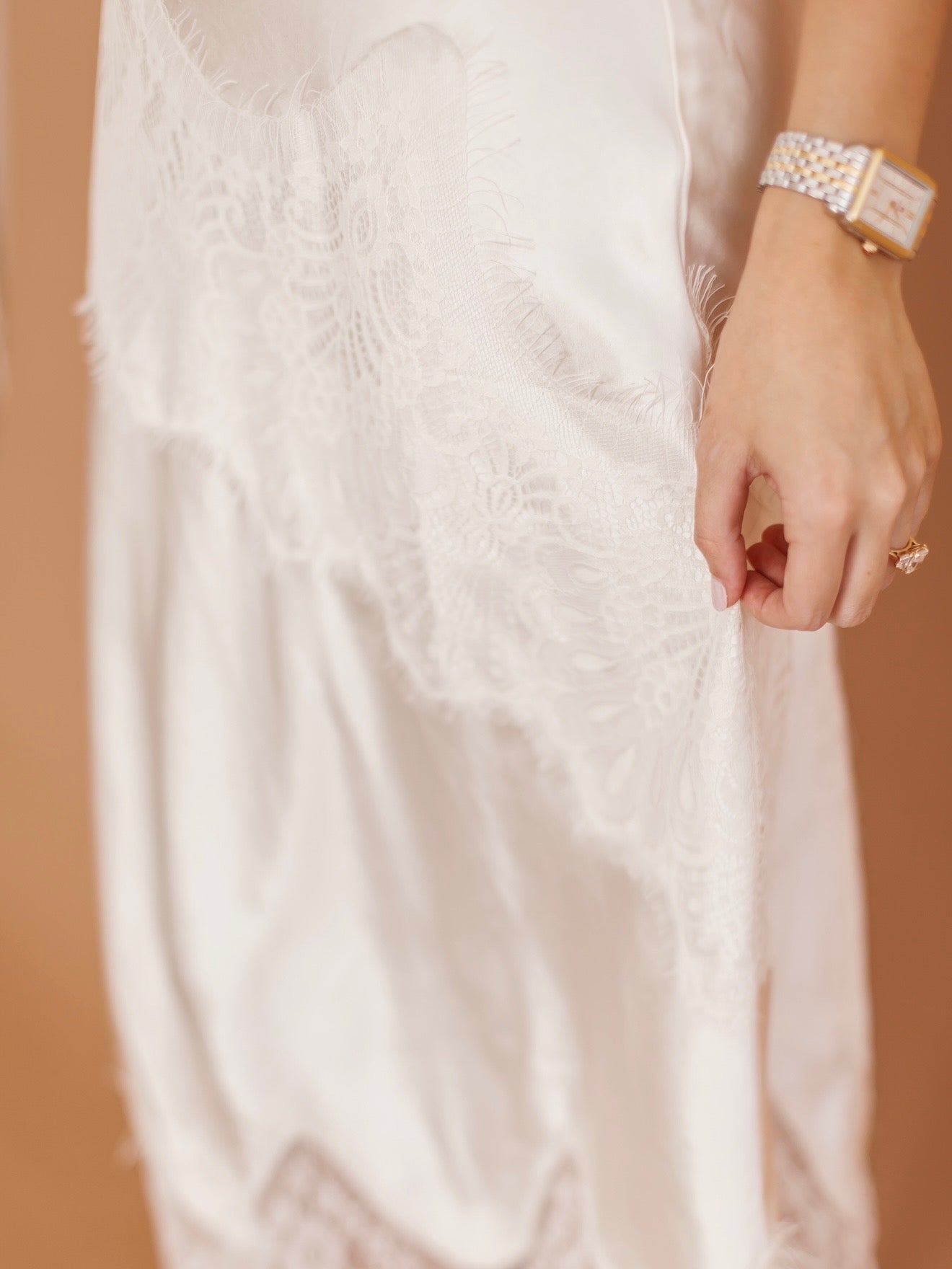 Satin Lace Maxi Skirt