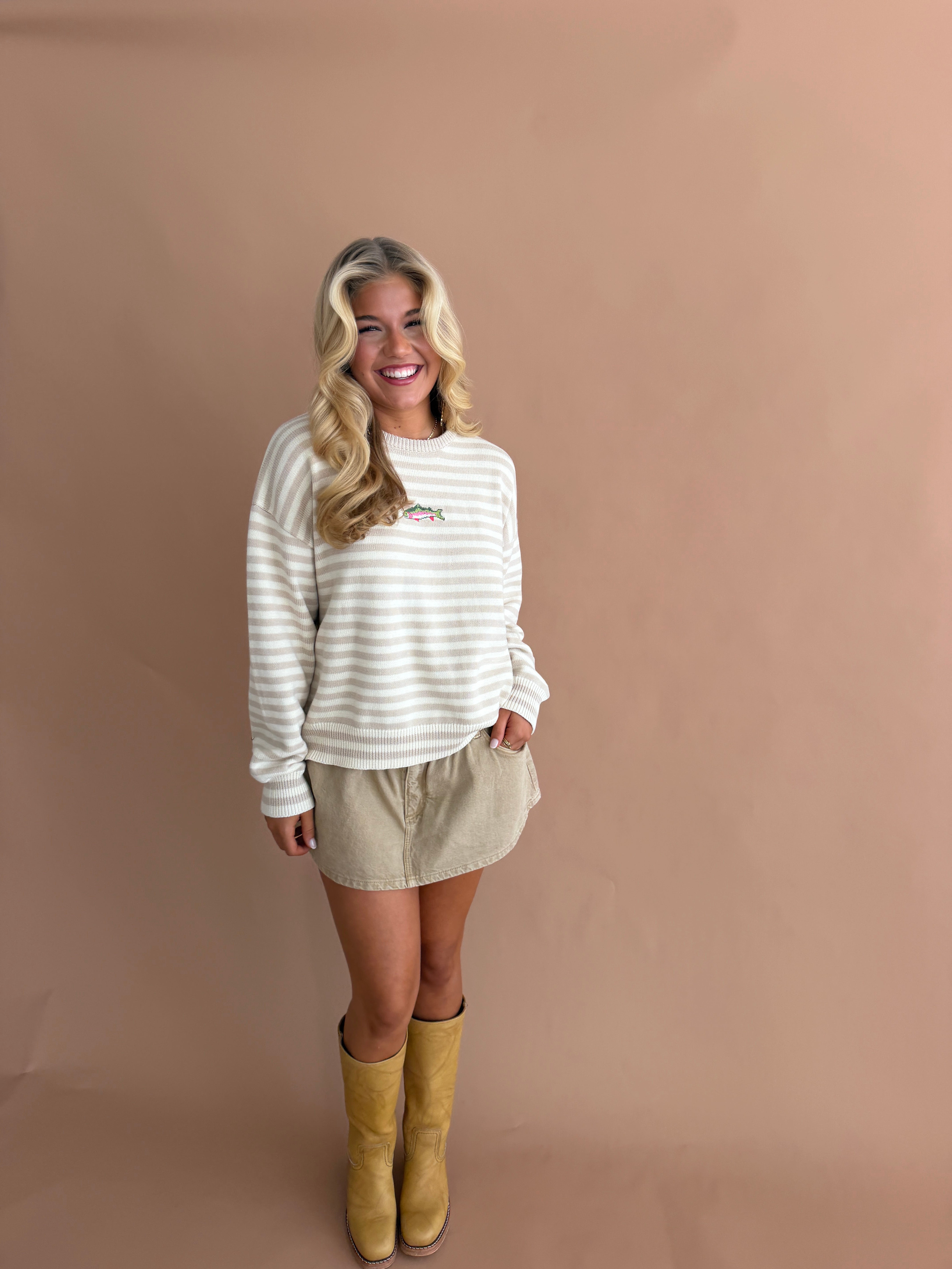 Embroidered Stripe Trout Sweater
