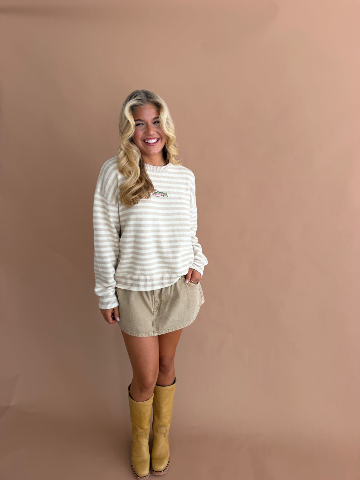 Embroidered Stripe Trout Sweater