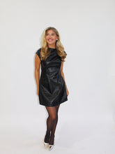 Load image into Gallery viewer, Black Holiday Leather Cocktail Dress