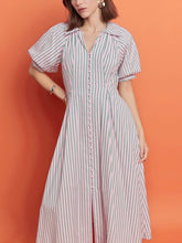 Load image into Gallery viewer, Striped Shirt Midi Dress