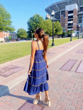 Load image into Gallery viewer, Orange &amp; Navy Maxi Dress