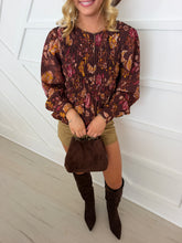 Load image into Gallery viewer, Smocked Fall Floral Blouse