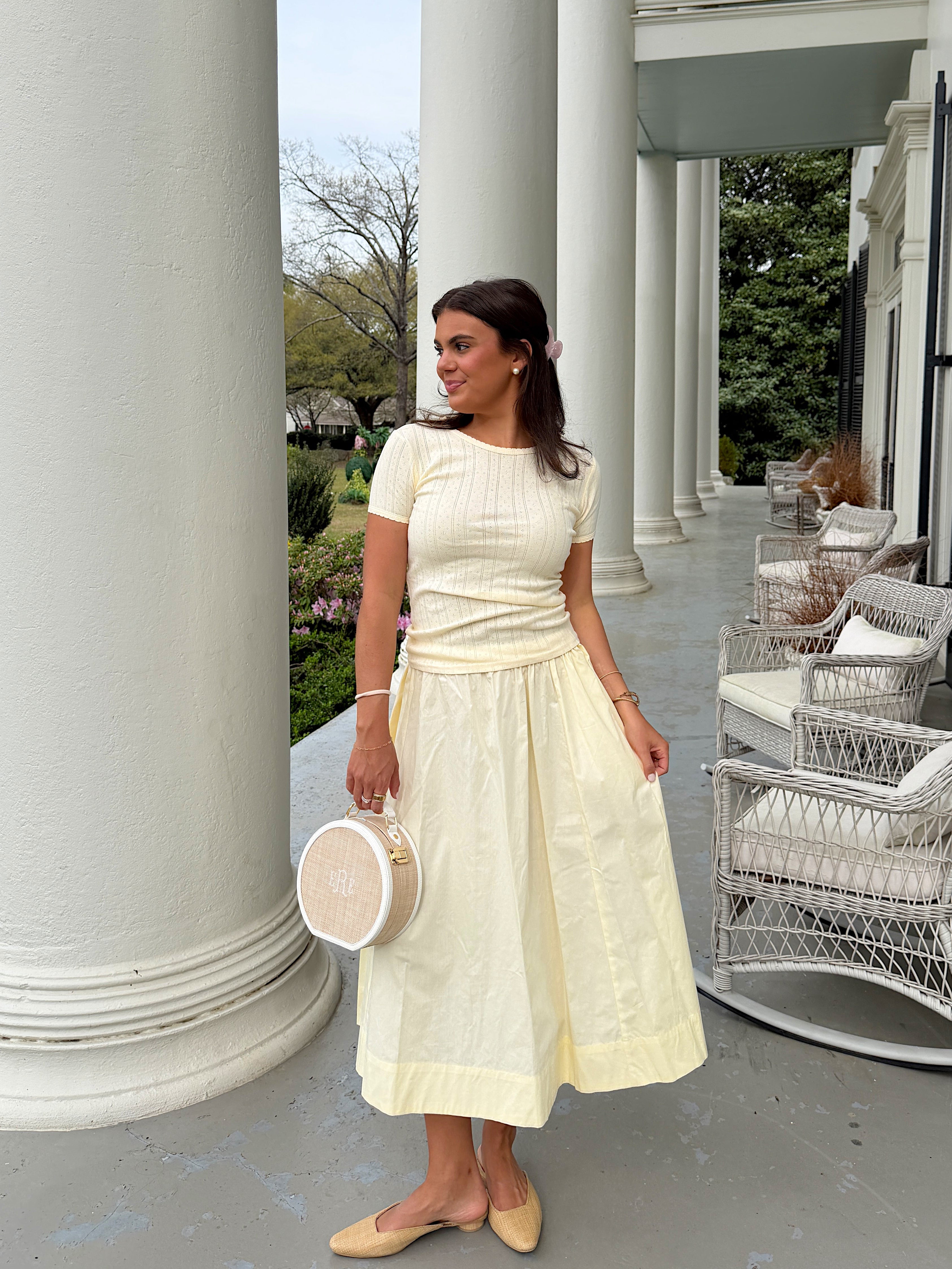 Pointelle Baby Tee- Butter Yellow