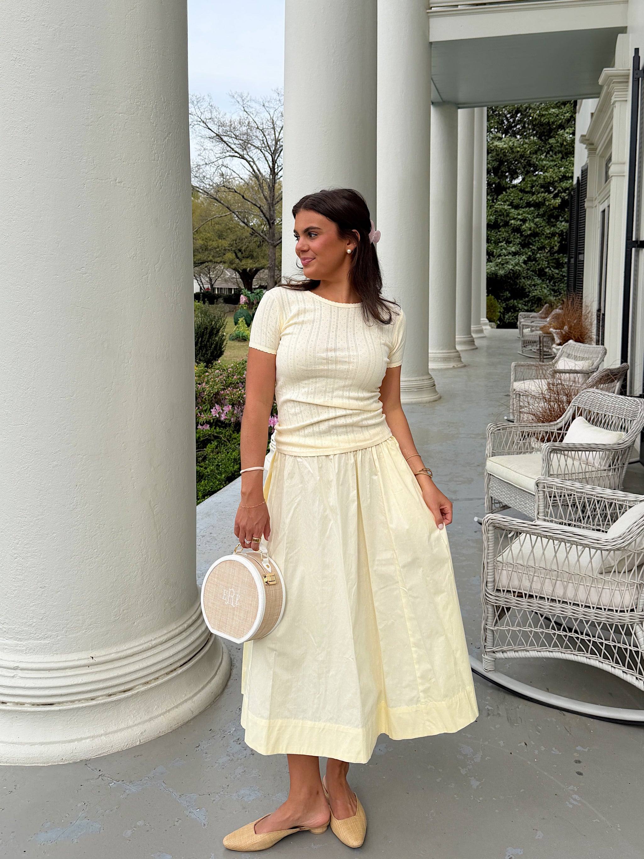 Pointelle Baby Tee- Butter Yellow