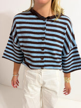 Load image into Gallery viewer, Sarah Striped Sweater- Brown &amp; Blue