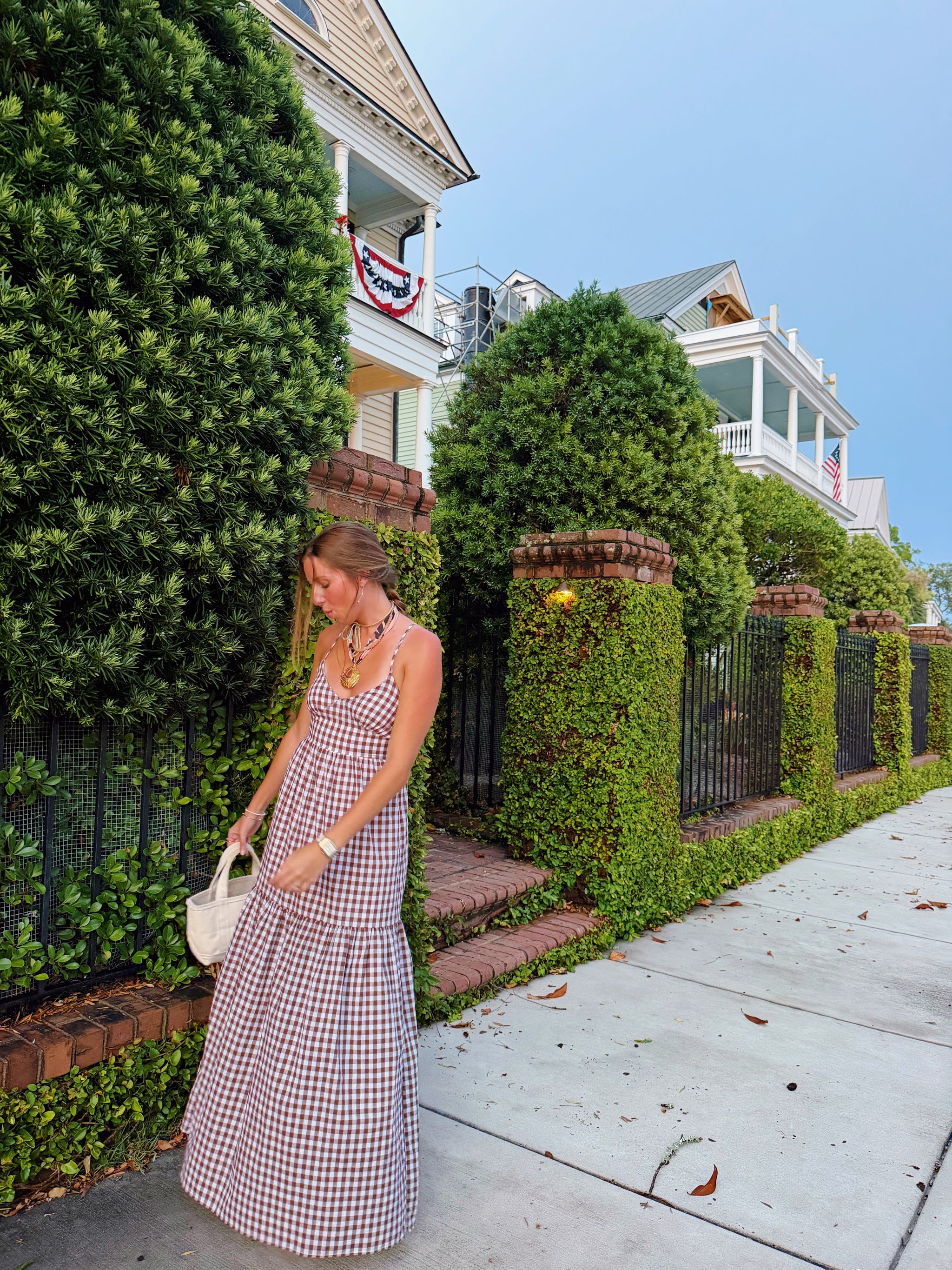 Brown Check Maxi Dress