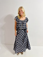 Load image into Gallery viewer, Plaid Eyelet Top- Navy