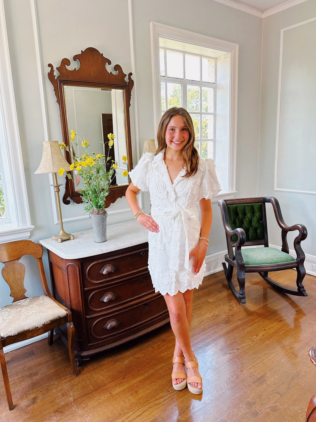 Ivory Button Down Mini Dress