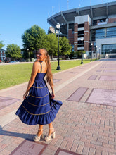 Load image into Gallery viewer, Orange &amp; Navy Maxi Dress