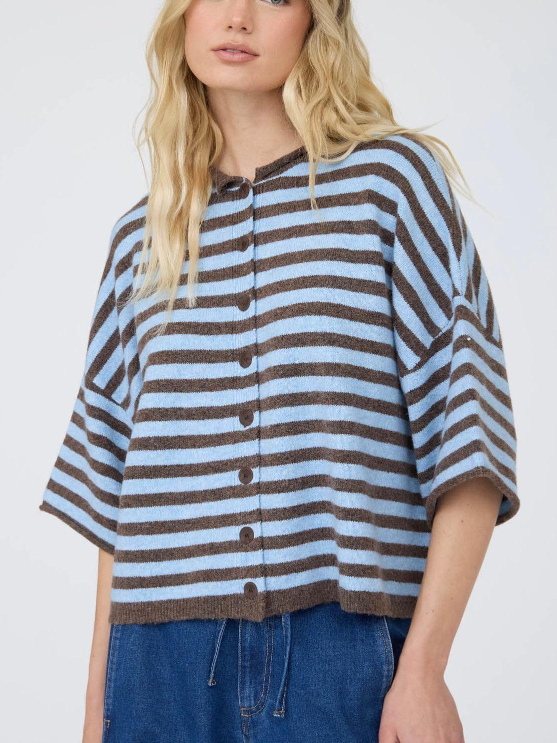 Sarah Striped Sweater- Brown & Blue