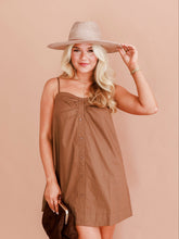 Load image into Gallery viewer, Poplin Mini Dress- Brown