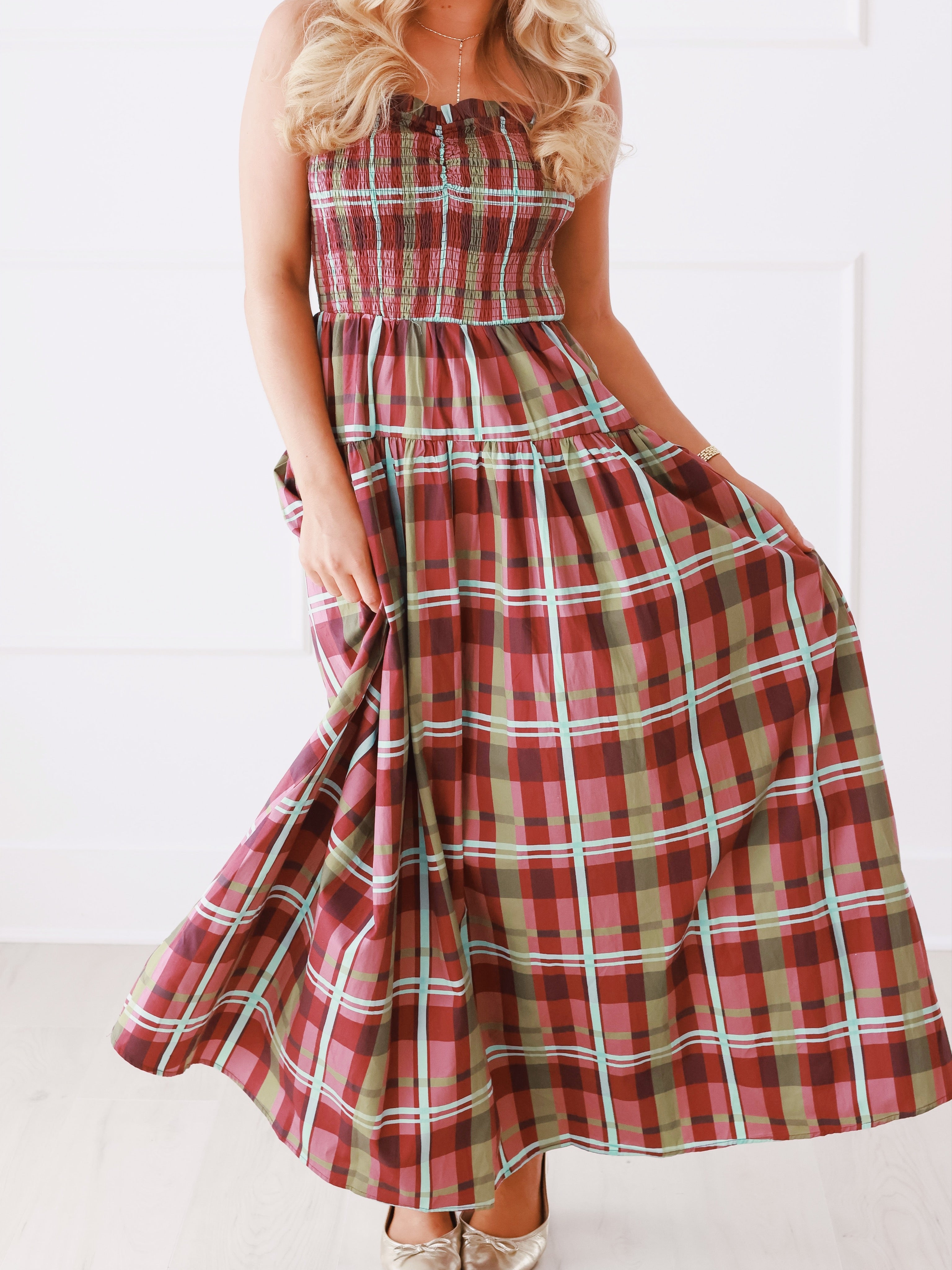 Fun Fall Gingham Maxi Dress