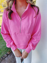 Load image into Gallery viewer, Pink Half Zip Sweatshirt