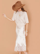 Load image into Gallery viewer, Satin Lace Maxi Skirt
