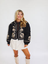 Load image into Gallery viewer, Embroidered Quilted Jacket- Black