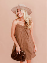 Load image into Gallery viewer, Poplin Mini Dress- Brown