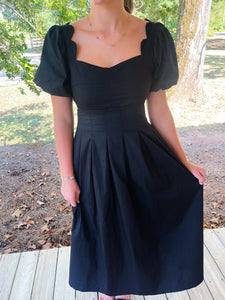 Black Scalloped Midi