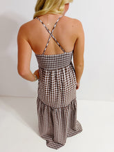 Load image into Gallery viewer, Brown Check Maxi Dress