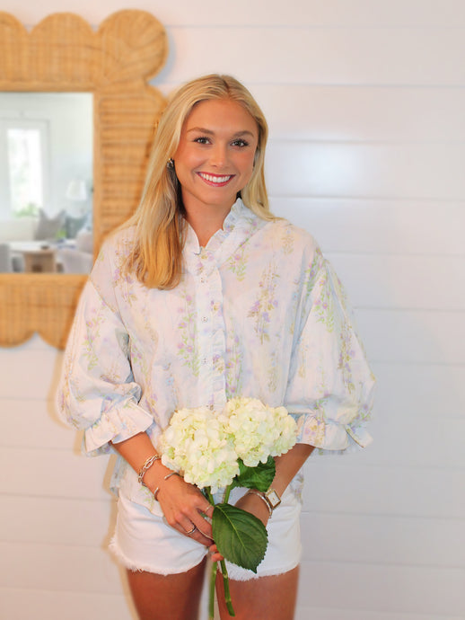Estelle Top- Blue Floral