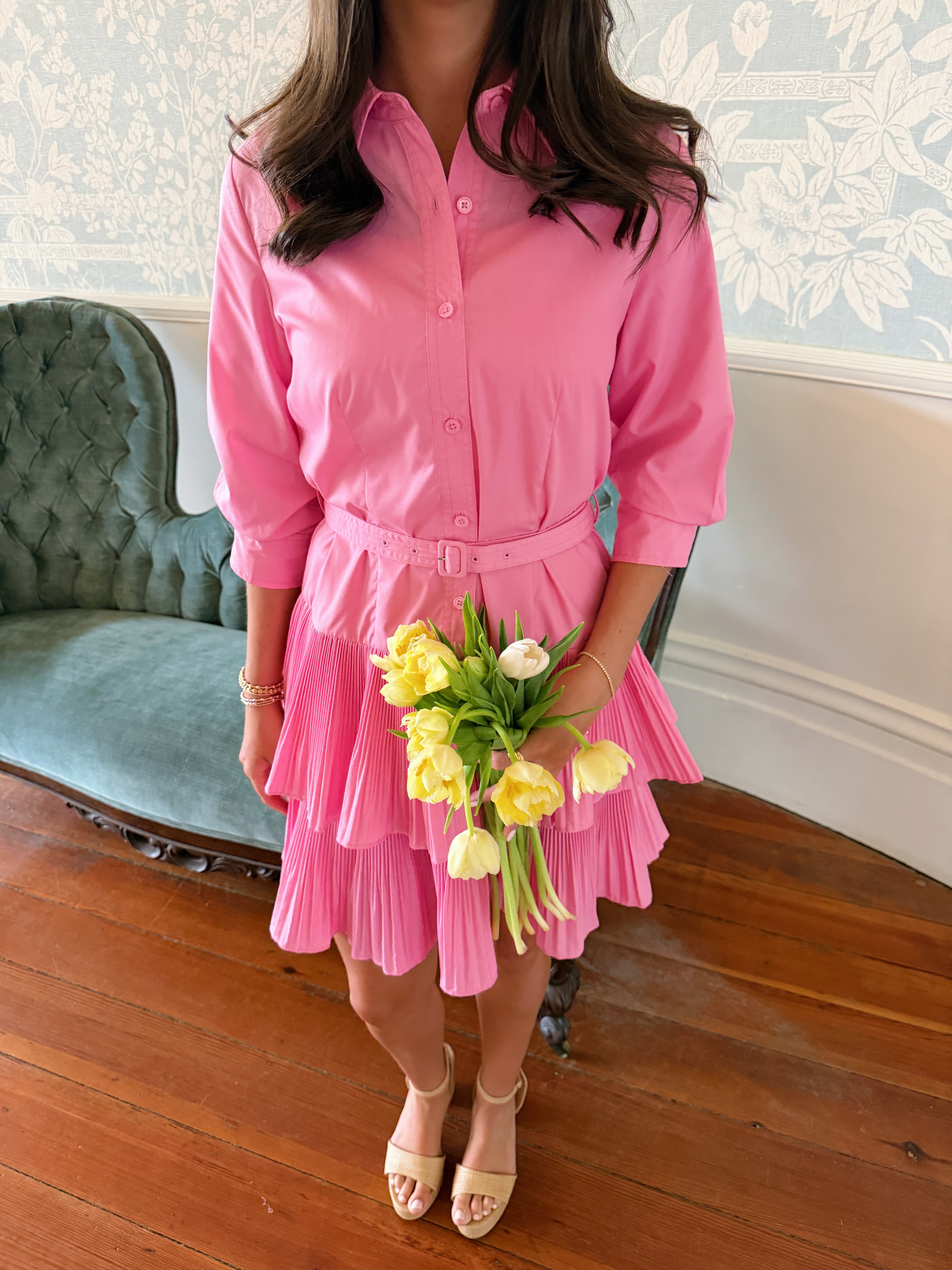 Candy Pink Tiered Mini Dress